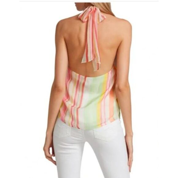 Ramy Brook Women's Printed Fern Tie Halter Top Multi Rainbow Sz S NWT 295 - Picture 2 of 6